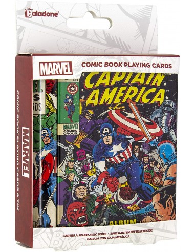 Caja metálica Versión Comic con baraja de Action Comics Cartamundi. 