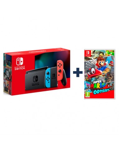 Pack Nintendo Azul Neón/Rojo Neón Super Mario Odyssey | Videoconsolas