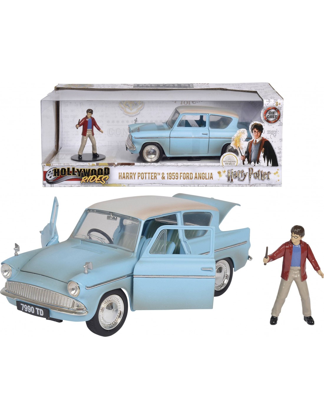 HARRY POTTER Hollywood Rides 1959 Ford Anglia-cast giocattolo Die auto con Harry DIE 
